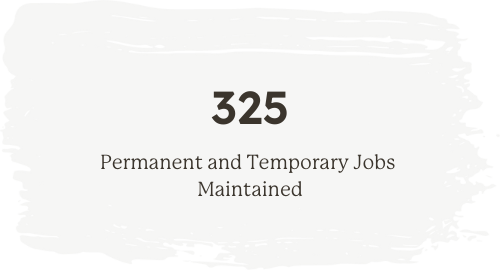 325 permanent and temporary jobs maintained